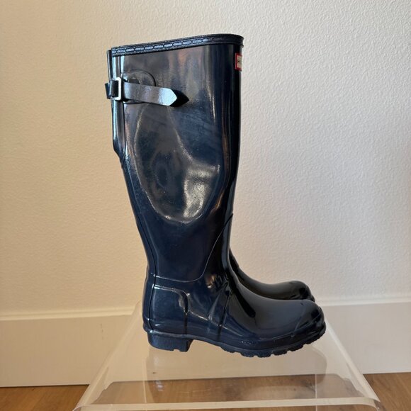 Hunter Original Tall Glossy Rain Boots Navy Blue Size 37 (6 US) - Picture 3 of 15